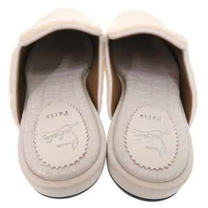 新品同様 クリスチャンルブタン COOLITO DONNA FLAT ルームシューズ クロコ型押し ムートン レザー ホワイト 1204【中古】Christian Louboutin