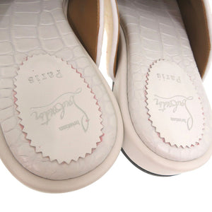 新品同様 クリスチャンルブタン COOLITO DONNA FLAT ルームシューズ クロコ型押し ムートン レザー ホワイト 1204【中古】Christian Louboutin