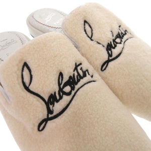 新品同様 クリスチャンルブタン COOLITO DONNA FLAT ルームシューズ クロコ型押し ムートン レザー ホワイト 1204【中古】Christian Louboutin