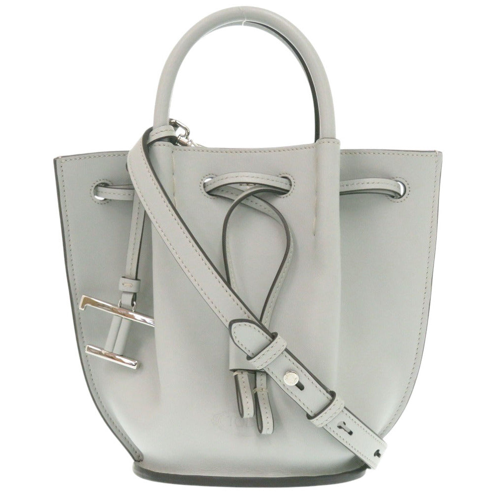 美品 トッズ 2WAY Tタイムレス レザー グレー系 ハンドバッグ 1222【中古】TOD’S