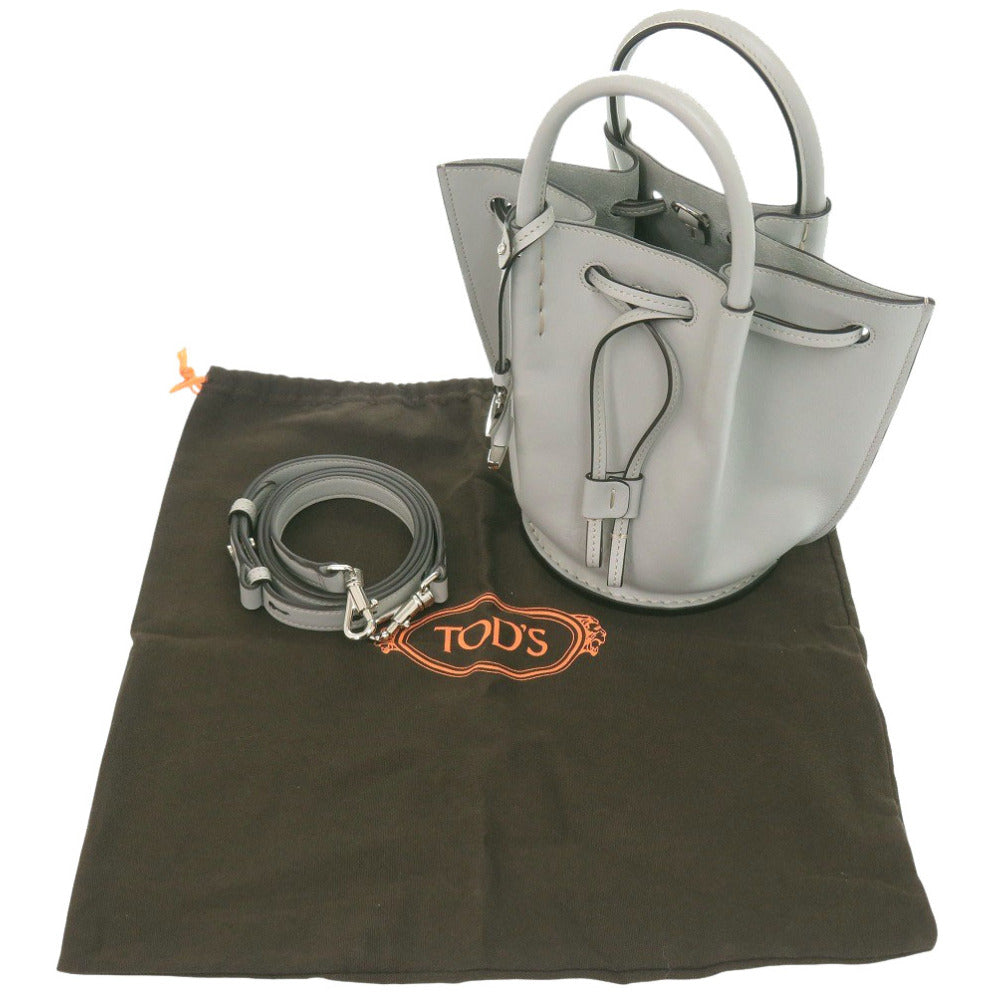 美品 トッズ 2WAY Tタイムレス レザー グレー系 ハンドバッグ 1222【中古】TOD’S