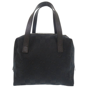 美品 グッチ 124542 GGキャンバス レザー ブラック ミニ ハンドバッグ 黒 1225【中古】GUCCI