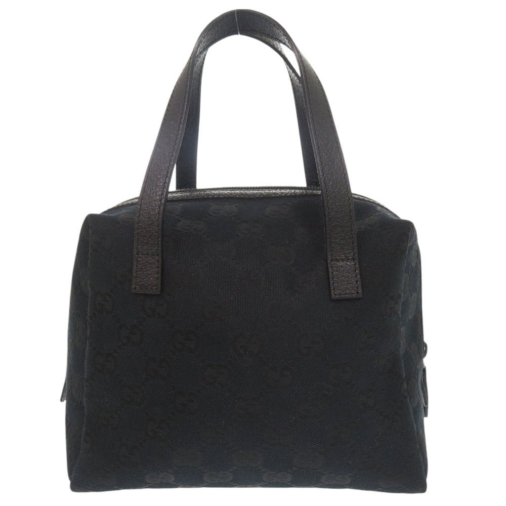 美品 グッチ 124542 GGキャンバス レザー ブラック ミニ ハンドバッグ 黒 1225【中古】GUCCI