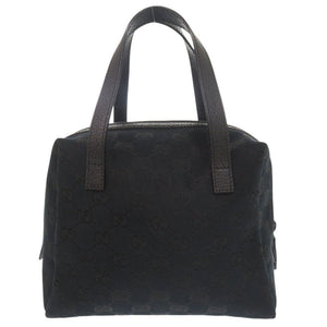 美品 グッチ 124542 GGキャンバス レザー ブラック ミニ ハンドバッグ 黒 1225【中古】GUCCI