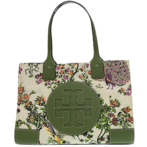 美品 トリーバーチ エラプリントミニトート 82268 レザー リサイクルポリエステル WINTER SAGE 1231 緑 トートバッグ【中古】Tory Burch