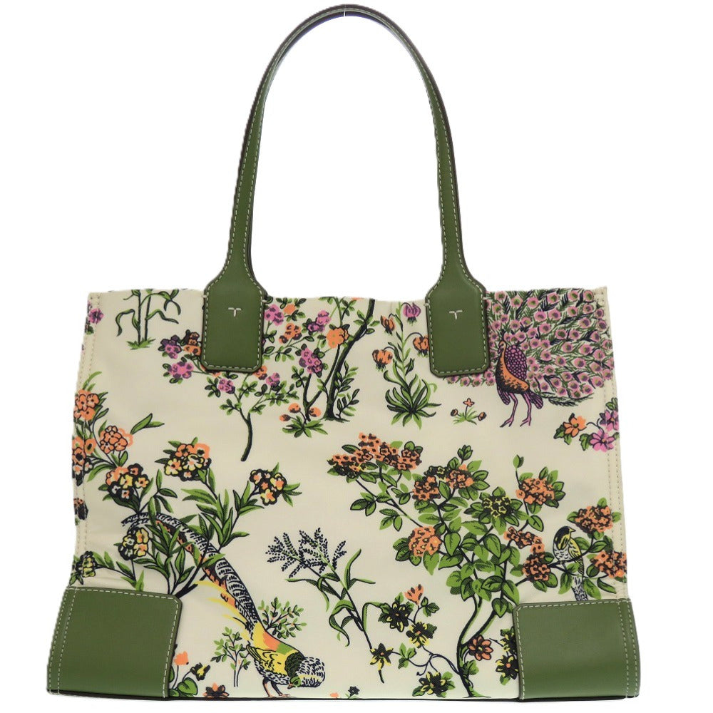 美品 トリーバーチ エラプリントミニトート 82268 レザー リサイクルポリエステル WINTER SAGE 1231 緑 トートバッグ【中古】Tory Burch