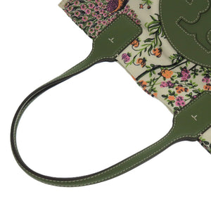 美品 トリーバーチ エラプリントミニトート 82268 レザー リサイクルポリエステル WINTER SAGE 1231 緑 トートバッグ【中古】Tory Burch