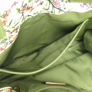 美品 トリーバーチ エラプリントミニトート 82268 レザー リサイクルポリエステル WINTER SAGE 1231 緑 トートバッグ【中古】Tory Burch