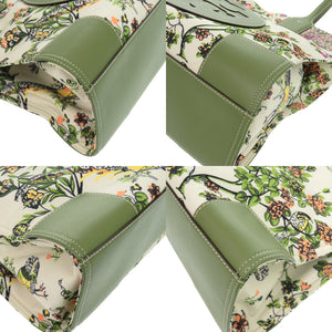 美品 トリーバーチ エラプリントミニトート 82268 レザー リサイクルポリエステル WINTER SAGE 1231 緑 トートバッグ【中古】Tory Burch