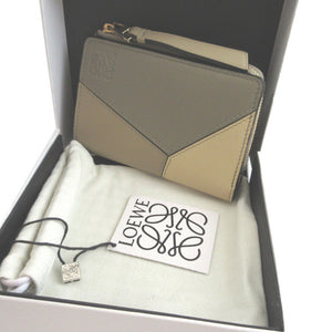 新品同様 ロエベ パズル コンパクトウォレット C510P30X03 レザー カーキ ベージュ 2つ折り財布 財布 1241【中古】LOEWE