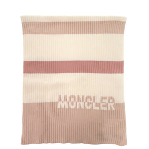 新品同様 モンクレール ブランケット COPERTA TRICOT H19519E00002 M1588 ボーダー コットン ピンク ホワイト 1249【中古】MONCLER