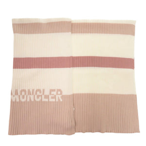 新品同様 モンクレール ブランケット COPERTA TRICOT H19519E00002 M1588 ボーダー コットン ピンク ホワイト 1249【中古】MONCLER