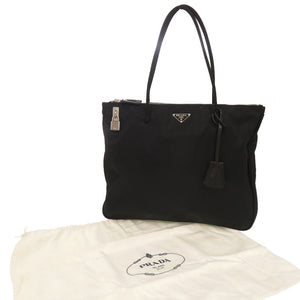 美品 プラダ トライアングルロゴ ナイロン ブラック トートバッグ 黒 1251【中古】PRADA