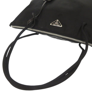 美品 プラダ トライアングルロゴ ナイロン ブラック トートバッグ 黒 1251【中古】PRADA