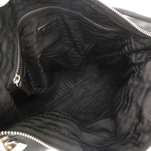 美品 プラダ トライアングルロゴ ナイロン ブラック トートバッグ 黒 1251【中古】PRADA