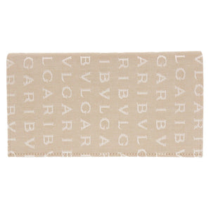 美品 ブルガリ ロゴマニア キャンバス レザー ベージュ 長財布 長札入れ 茶 1252【中古】BVLGARI メンズ