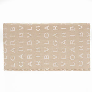 美品 ブルガリ ロゴマニア キャンバス レザー ベージュ 長財布 長札入れ 茶 1252【中古】BVLGARI メンズ