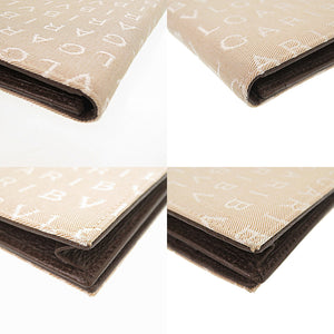 美品 ブルガリ ロゴマニア キャンバス レザー ベージュ 長財布 長札入れ 茶 1252【中古】BVLGARI メンズ