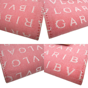 新品同様 ブルガリ ロゴマニア キャンバス レザー ピンク 2つ折り財布 財布 1253【中古】BVLGARI