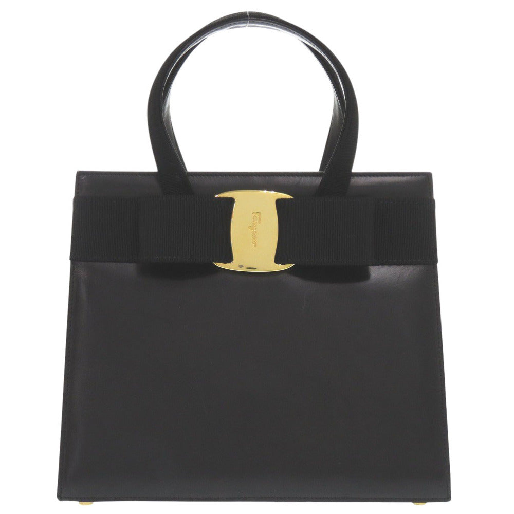 サルヴァトーレフェラガモ ヴァラリボン BA214178 レザー ブラック ハンドバッグ 黒 1262【中古】Salvatore Ferragamo