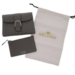 デルボー ブリヨン AB0493 カーフ グレー 灰 三つ折り財布 1282【中古】DELVAUX レディース