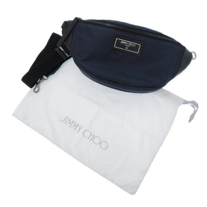 美品 ジミーチュウ KIRT OUQ 193 カーフ ナイロン ネイビー 紺 ボディバッグ 1297【中古】JIMMY CHOO メンズ