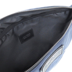 美品 ジミーチュウ KIRT OUQ 193 カーフ ナイロン ネイビー 紺 ボディバッグ 1297【中古】JIMMY CHOO メンズ