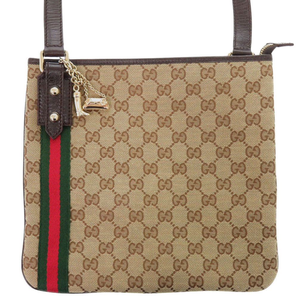 美品 グッチ シェリーライン 144388 GGキャンバス ベージュ ショルダーバッグ 1300【中古】GUCCI