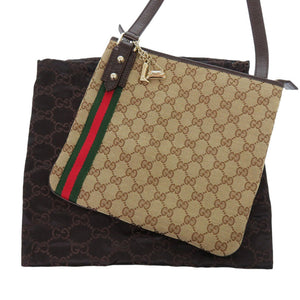 美品 グッチ シェリーライン 144388 GGキャンバス ベージュ ショルダーバッグ 1300【中古】GUCCI