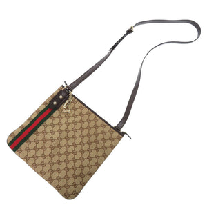 美品 グッチ シェリーライン 144388 GGキャンバス ベージュ ショルダーバッグ 1300【中古】GUCCI