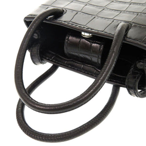 新品同様 バレンシアガ  クロコ型押しレザー ブラック ショッピング フォンホルダー 2WAY ショルダーバッグ 黒 1303【中古】BALENCIAGA