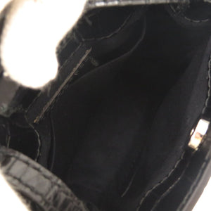 新品同様 バレンシアガ  クロコ型押しレザー ブラック ショッピング フォンホルダー 2WAY ショルダーバッグ 黒 1303【中古】BALENCIAGA