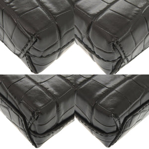 新品同様 バレンシアガ  クロコ型押しレザー ブラック ショッピング フォンホルダー 2WAY ショルダーバッグ 黒 1303【中古】BALENCIAGA