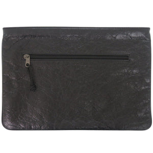 新品同様 バレンシアガ シワ加工 535334 レザー ブラック クラッチバッグ 黒 1304【中古】BALENCIAGA