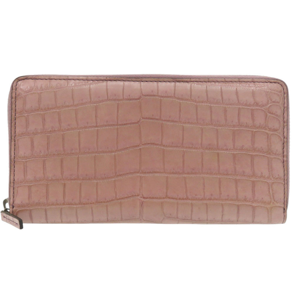 グッチ ラウンドファスナー 374850 マットクロコ パープル 長財布 紫 1313【中古】GUCCI