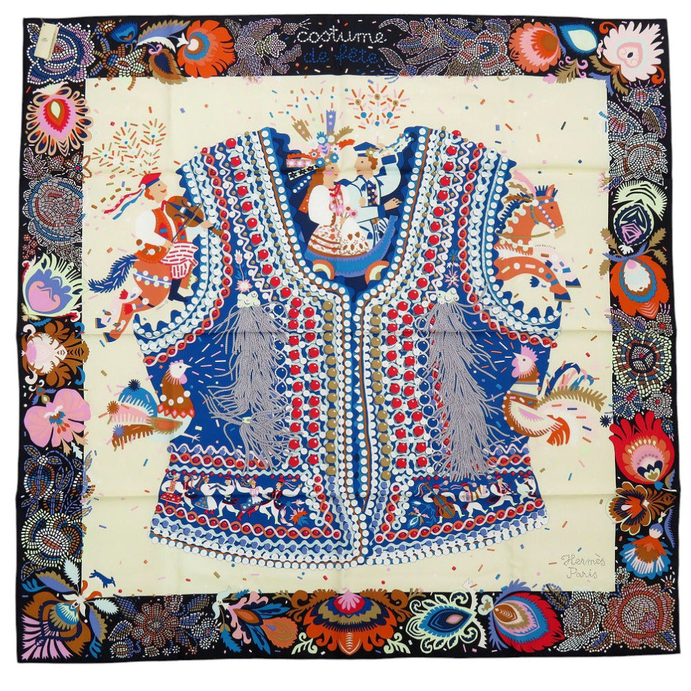 未使用品 エルメス カレ90 コスチューム ド フェテ Carre 90 Costume de Fete スカーフ シルク 1316【中古】HERMES