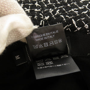 美品 シャネル ツイード コットン ポリエステル ブラック ホワイト 帽子 ハット 黒 1323【中古】CHANEL