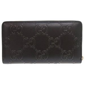 新品同様 グッチ GGエンボス 625558 ブラック ラウンドファスナー 長財布 黒 1335【中古】GUCCI
