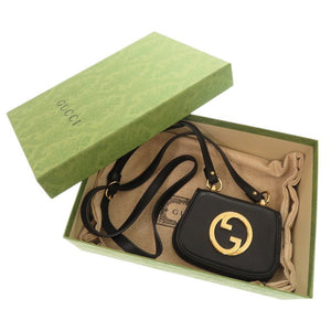 新品同様 グッチ ブロンディ 698635 レザー ブラック ショルダーバッグ ショルダーポーチ 黒 1336【中古】GUCCI