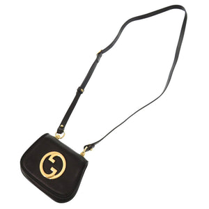 新品同様 グッチ ブロンディ 698635 レザー ブラック ショルダーバッグ ショルダーポーチ 黒 1336【中古】GUCCI