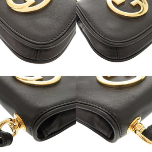 新品同様 グッチ ブロンディ 698635 レザー ブラック ショルダーバッグ ショルダーポーチ 黒 1336【中古】GUCCI