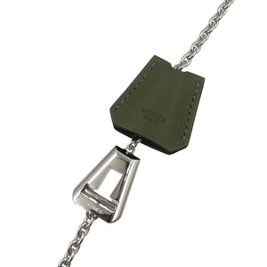 未使用 エルメス クロシェット メタル ヴォースイフト シルバー カーキ ネックレス 1342【中古】HERMES