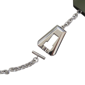 未使用 エルメス クロシェット メタル ヴォースイフト シルバー カーキ ネックレス 1342【中古】HERMES
