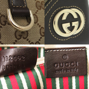 美品 グッチ インターロッキングG トートバッグ ショルダーバッグ 182492 GGキャンバス レザー ベージュ 1346【中古】GUCCI