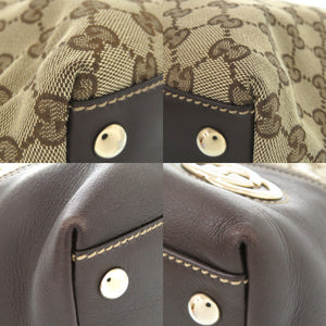 美品 グッチ インターロッキングG トートバッグ ショルダーバッグ 182492 GGキャンバス レザー ベージュ 1346【中古】GUCCI