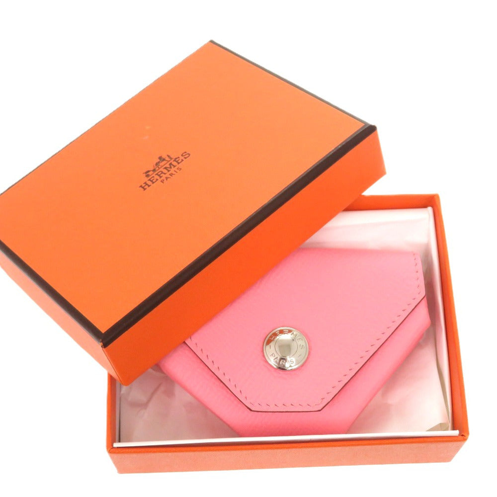 新品同様 エルメス ルヴァンキャトル ヴォーエプソン ローズコンフェッティ シルバー金具 X刻印 コインケース 財布 1381【中古】HERMES