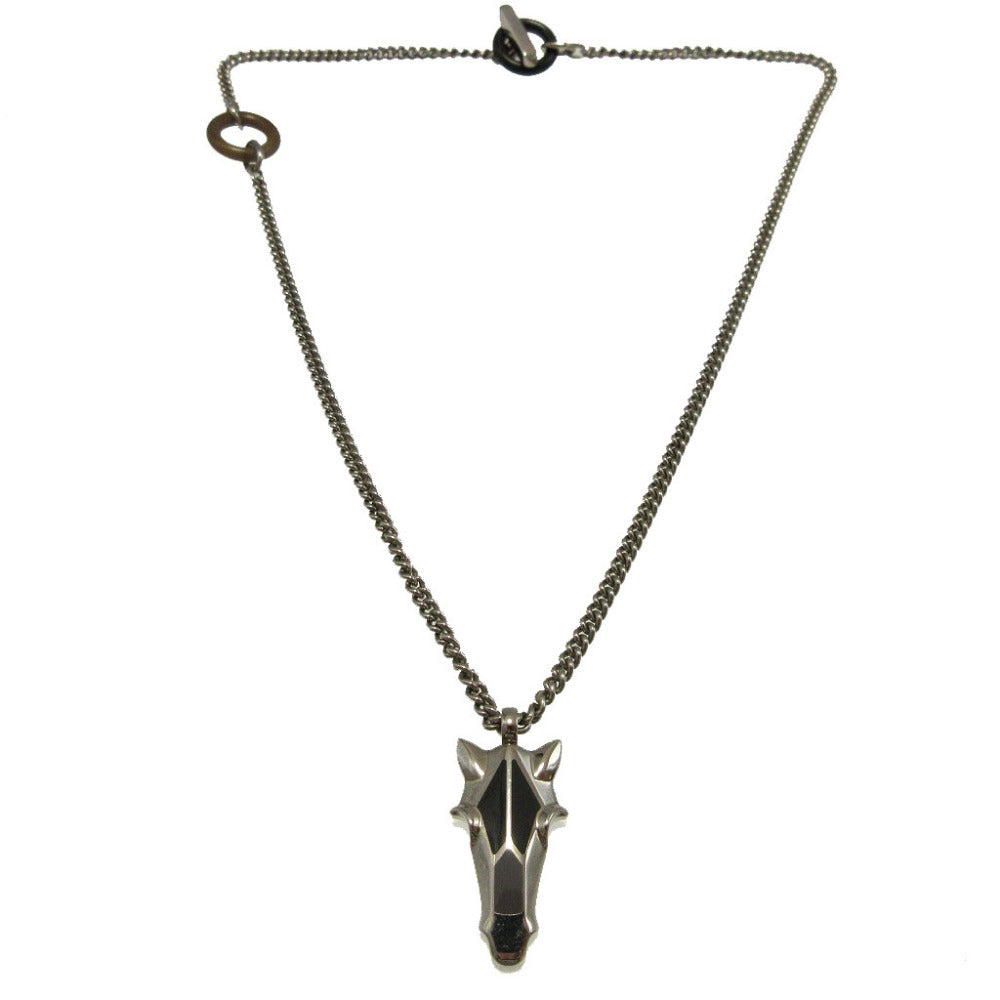 新品同様 エルメス デストリエ GD0233(2023年製) メタル バッファローホーン シルバー ネックレス 1382【中古】HERMES