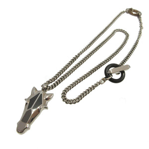 新品同様 エルメス デストリエ GD0233(2023年製) メタル バッファローホーン シルバー ネックレス 1382【中古】HERMES