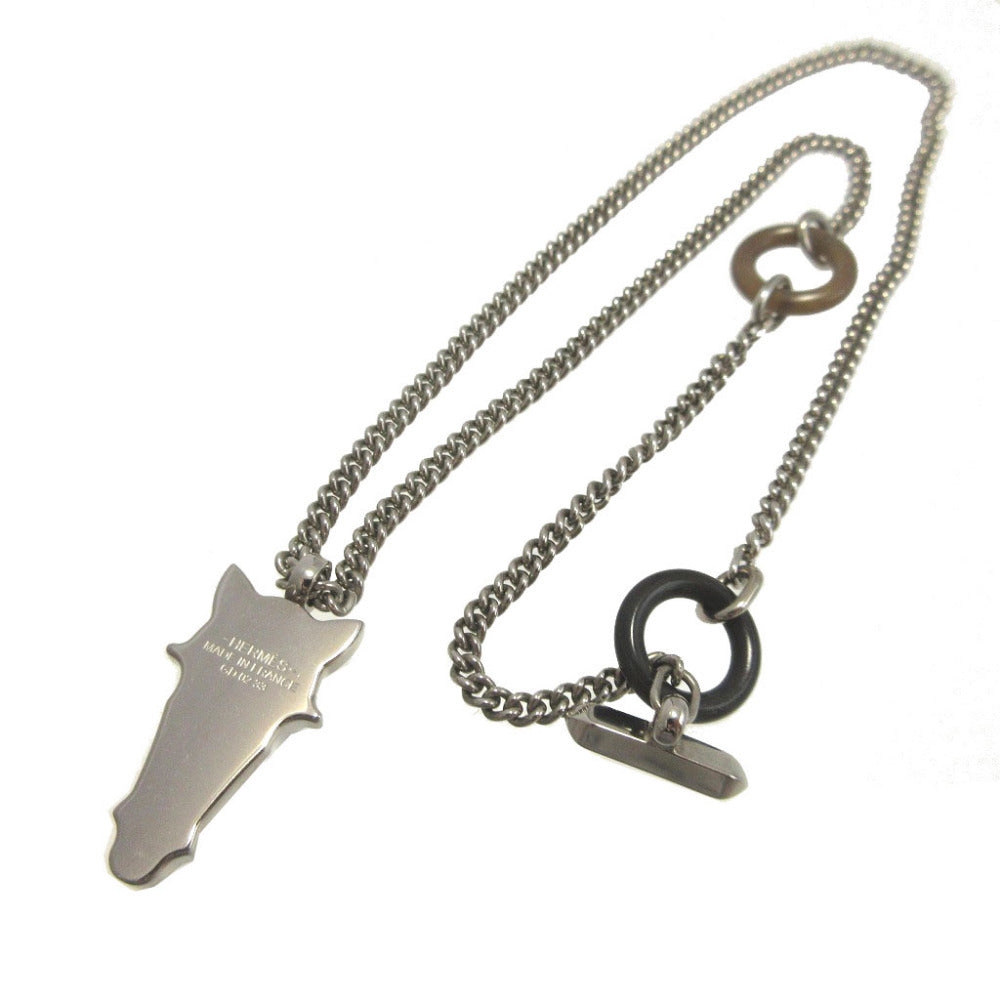 新品同様 エルメス デストリエ GD0233(2023年製) メタル バッファローホーン シルバー ネックレス 1382【中古】HERMES