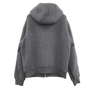 美品 エルメス ニット フーデッド ジップアップパーカー 32-5733 パーカー ウール カシミヤ グレー 1383【中古】HERMES